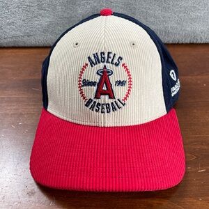 California Angels Hat Cap Snapback Corduroy SGA Vintage 90s Anaheim LA Fan Duel